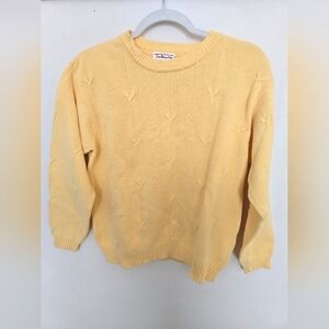 Vintage Talbots 100% cotton yellow long sleeve crew neck sweater | small